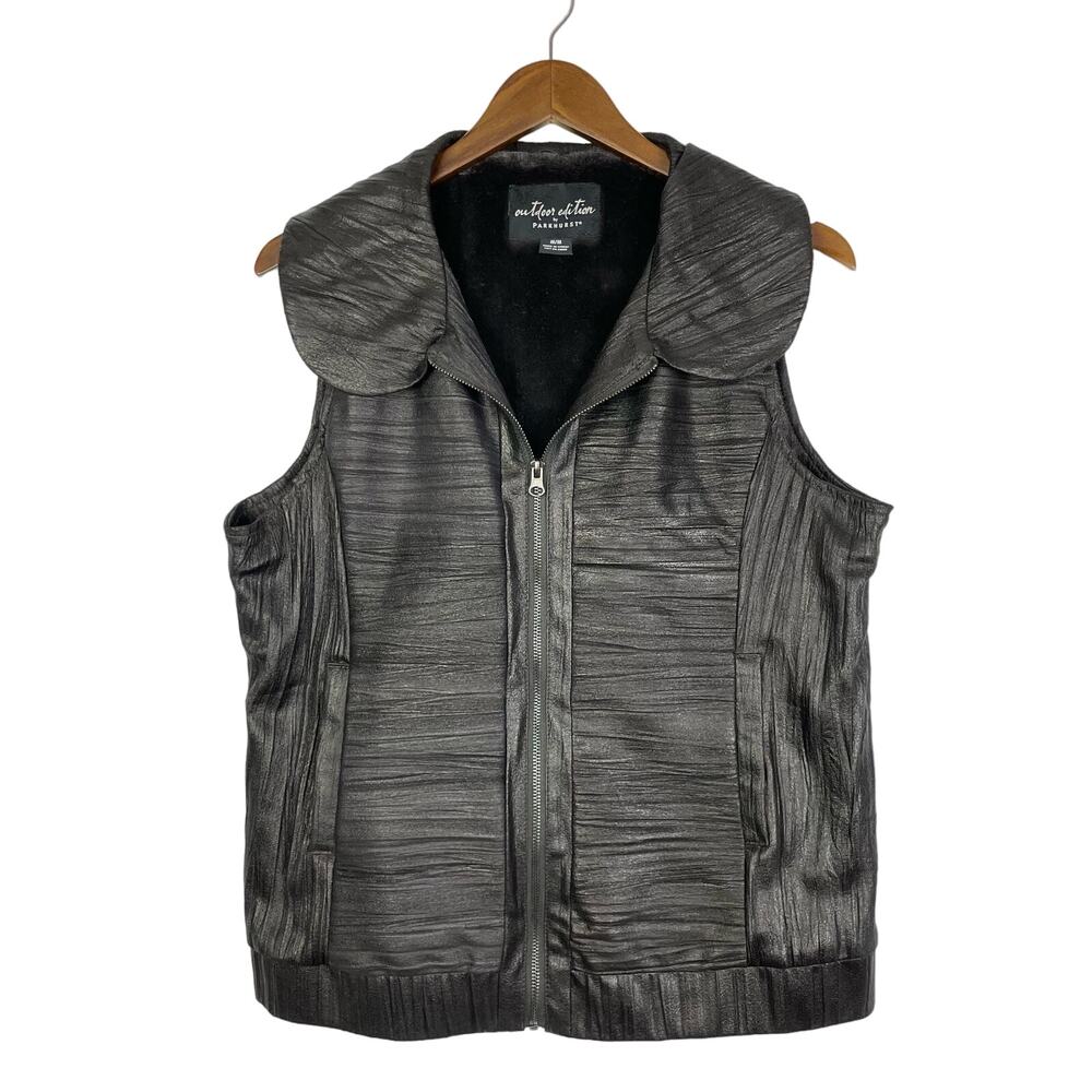Outdoor Edition by Parkhurst | Brown Faux Leather Faux Fur Zipper Vest